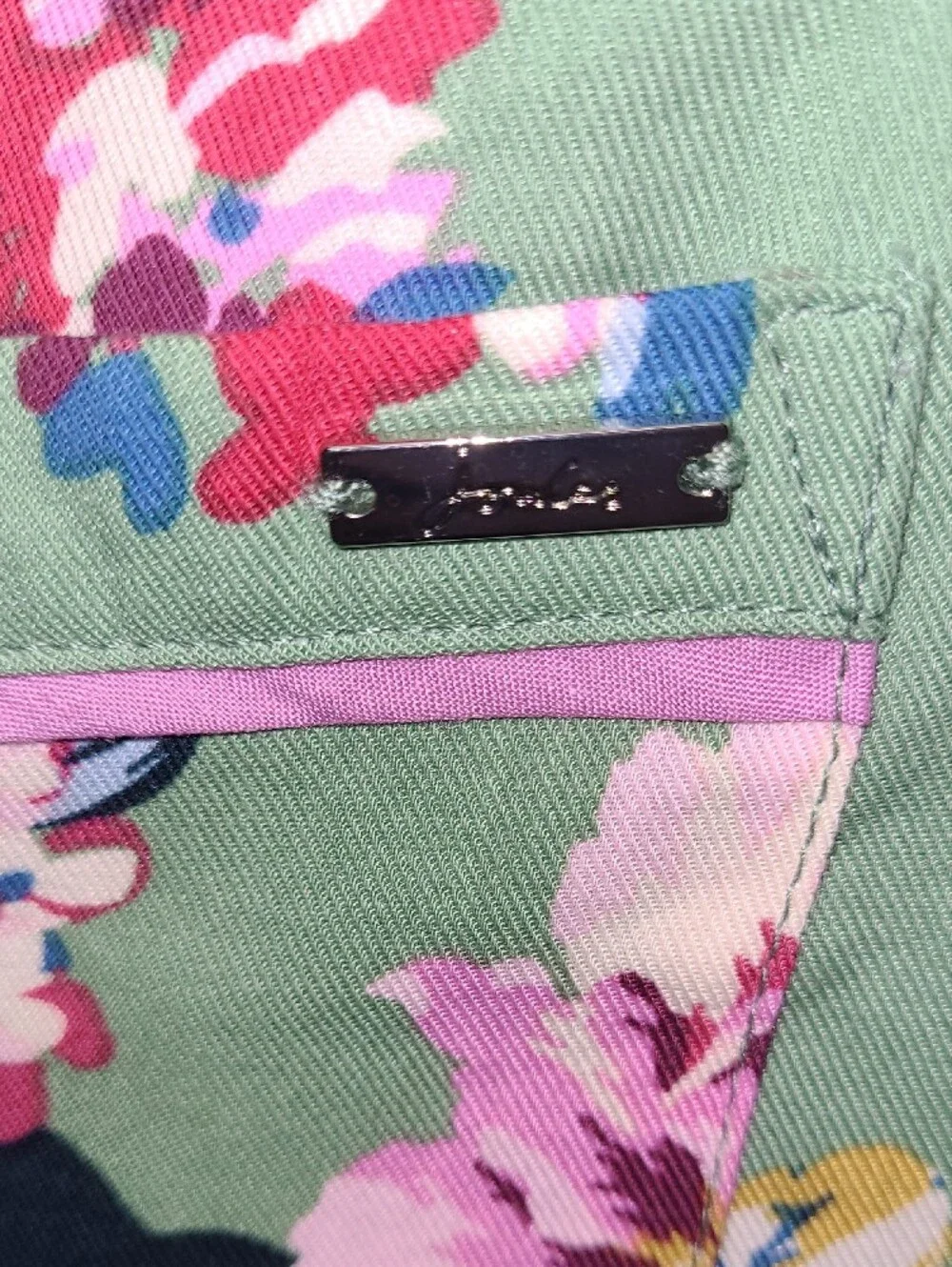 Joules Sleeptight Light Greenflo Cotton Green Mint Floral Pajama Set w/Pink Trim